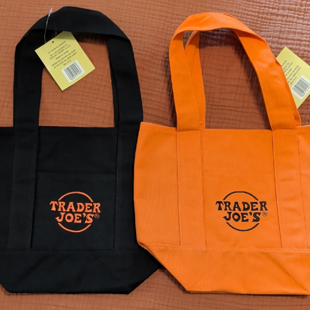 Trader Joe's Black and Orange Tote Bags